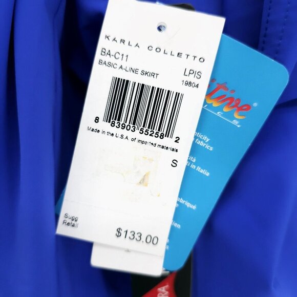 NWT KARLA COLLETTO Cover Up Skirt Basin A-Line LAPIS BLUE Stretch Size SMALL - Picture 3 of 7